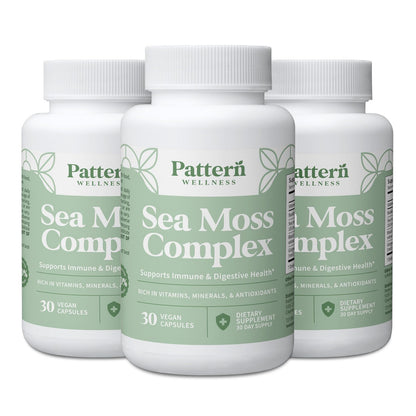 Pattern Wellness Sea Moss Complex – Sea Moss, Burdock Root, Bladderwrack, Vitamin C & Ginger – Supports Immune & Digestive Health – Vegan, Non-GMO – 30 Capsules - PrimeBioHealth - canada supplements