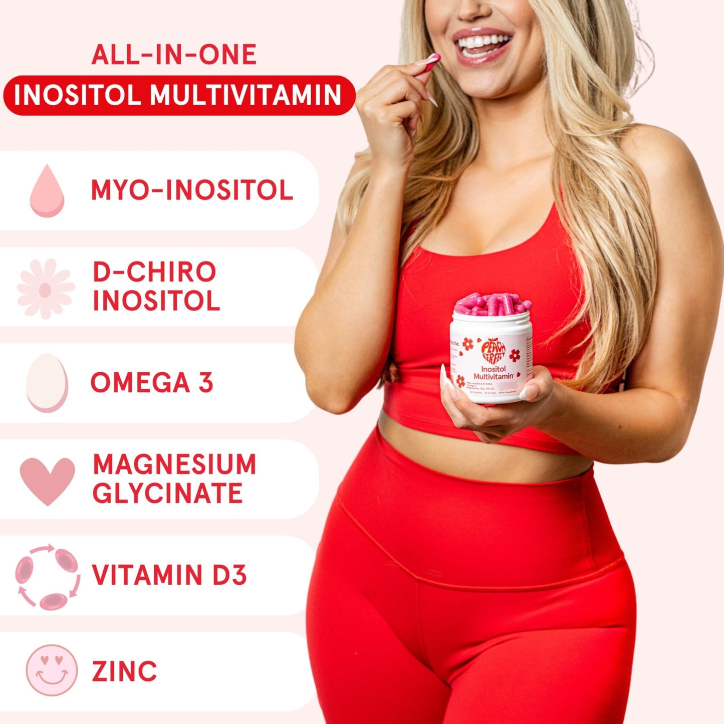 Peach Perfect Inositol Multivitamin – Myo-Inositol & D-Chiro 40:1 Blend, Omega-3, Vitamin D3, Magnesium, Zinc – Supports Women’s Health - PrimeBioHealth - canada supplements