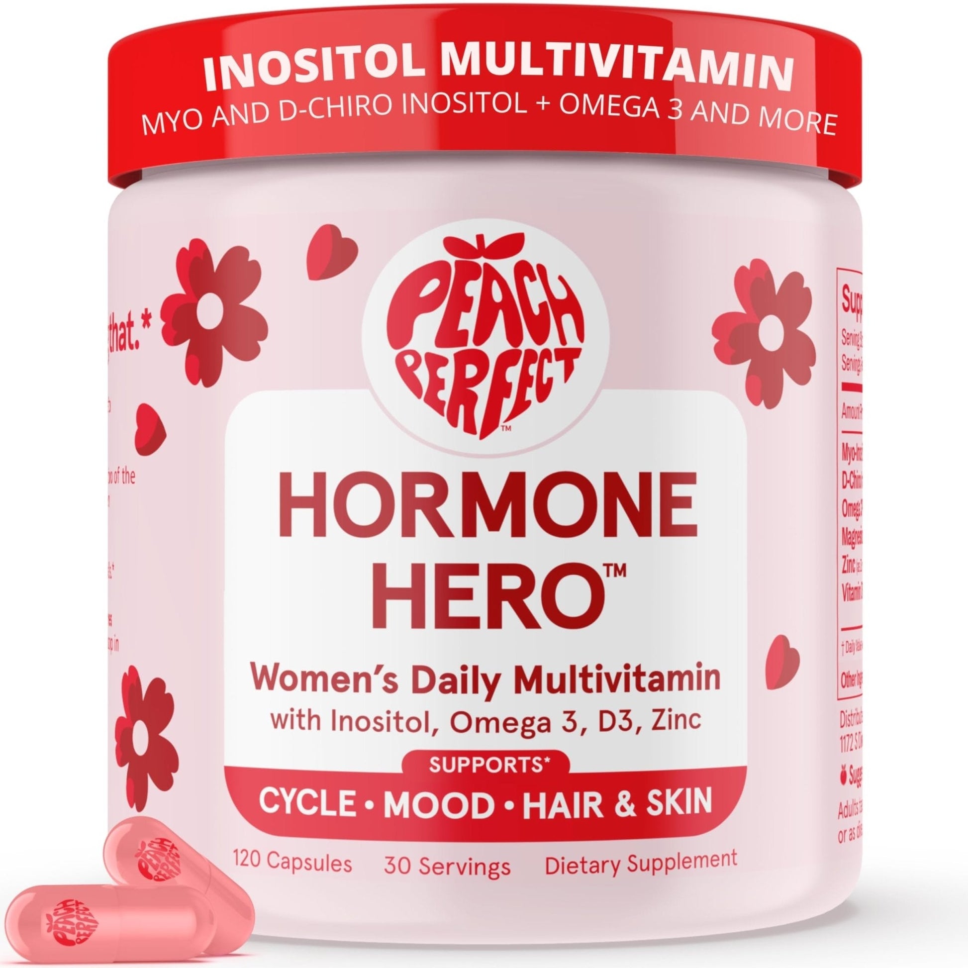 Peach Perfect Inositol Multivitamin – Myo-Inositol & D-Chiro 40:1 Blend, Omega-3, Vitamin D3, Magnesium, Zinc – Supports Women’s Health - PrimeBioHealth - canada supplements
