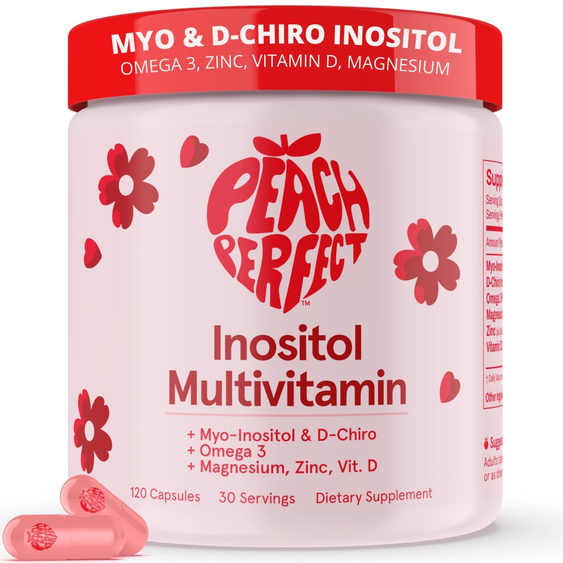 Peach Perfect Inositol Multivitamin – Myo-Inositol & D-Chiro 40:1 Blend, Omega-3, Vitamin D3, Magnesium, Zinc – Supports Women’s Health - PrimeBioHealth - canada supplements