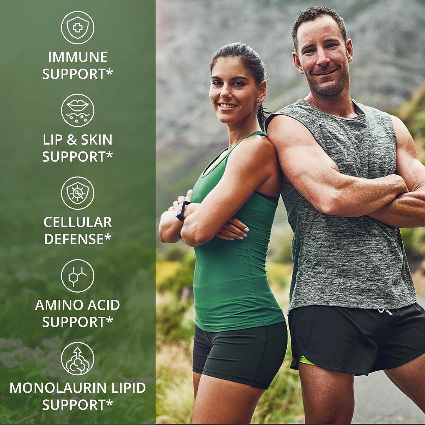 Peak Performance L Lysine 1000mg + Monolaurin 500mg High Potency Supplement for Lips, Skin, & Immune Support - L-Lysine 2-in-1 Bioavailable Supplements for Men and Women - 60 Capsules - PrimeBioHealth - canada supplements