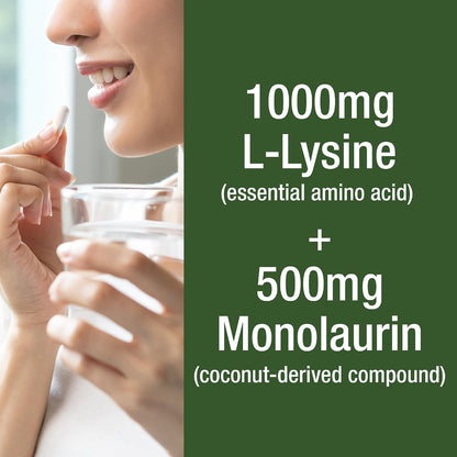 Peak Performance L Lysine 1000mg + Monolaurin 500mg High Potency Supplement for Lips, Skin, & Immune Support - L-Lysine 2-in-1 Bioavailable Supplements for Men and Women - 60 Capsules - PrimeBioHealth - canada supplements