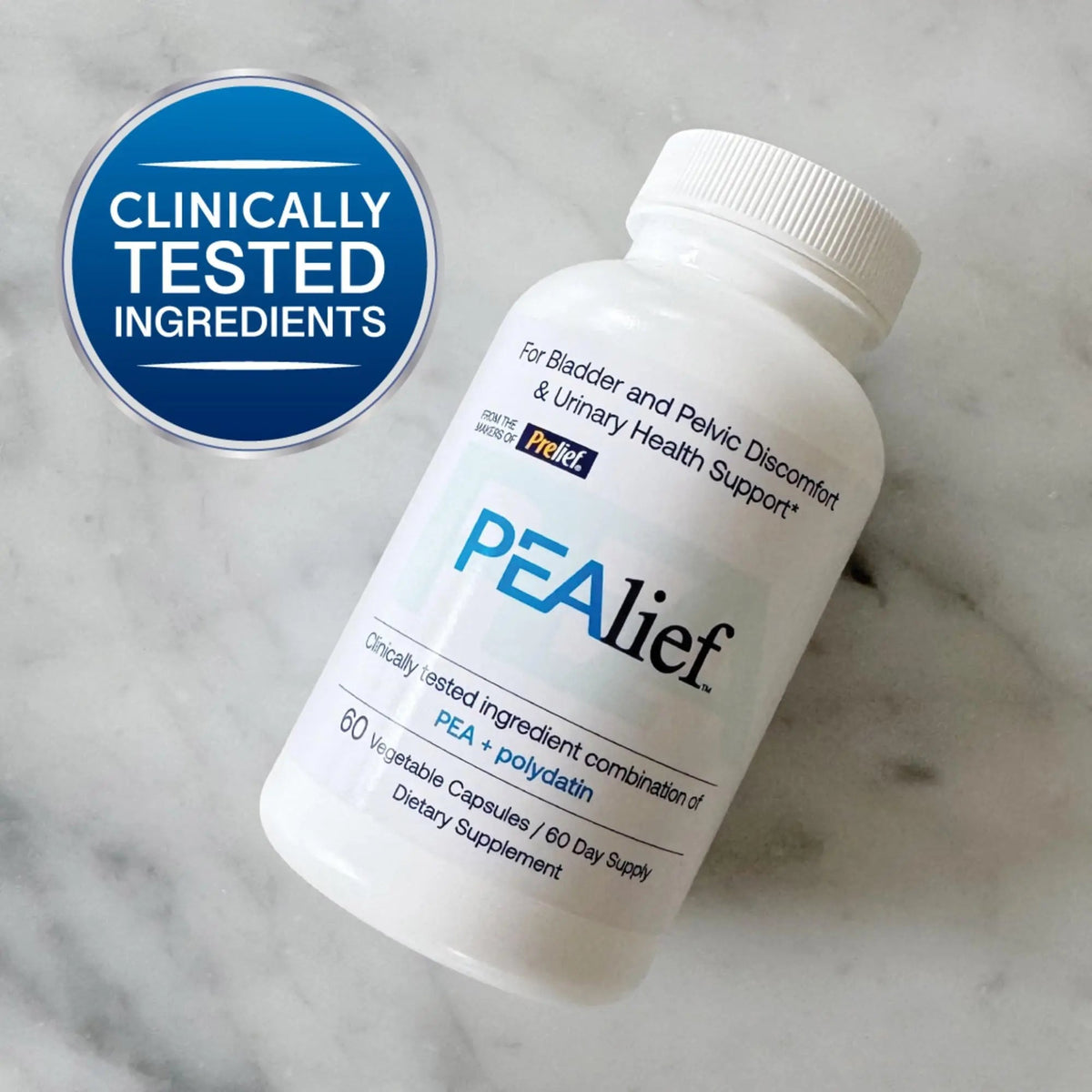 PEAlief Pea + Polydatin – New Bladder & Urinary Comfort Support with Clinically Tested Ingredient Combination — One Pill Per Day, 60 Day Supply - PrimeBioHealth - canada supplements