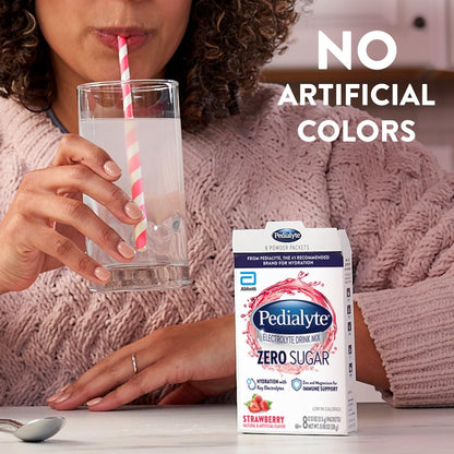 Pedialyte Electrolyte Drink Mix With Zero Sugar | Hydration With Key Electrolytes | Great Hydration Low in Calories | Strawberry, 24 Powder Packets - PrimeBioHealth - canada supplements