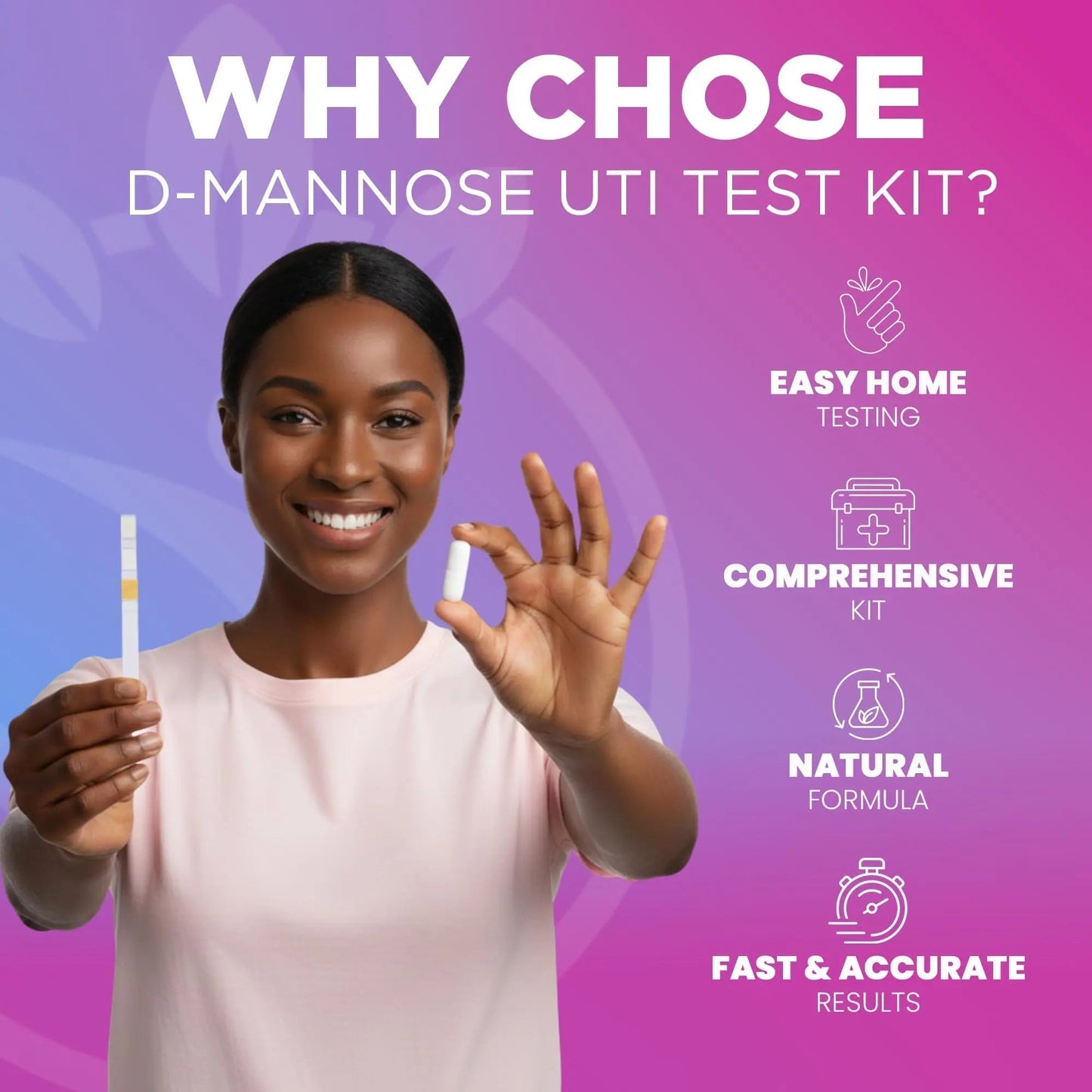 Pelvana D-Mannose UTI Kit for Women – UTI Test Strips & D-Mannose Supplement, At-Home Testing, Maintains Healthy Urinary Tract Balance, Flushes Impurities – 3 Bottles (120 Capsules) + 50 Test Strips - PrimeBioHealth - canada supplements