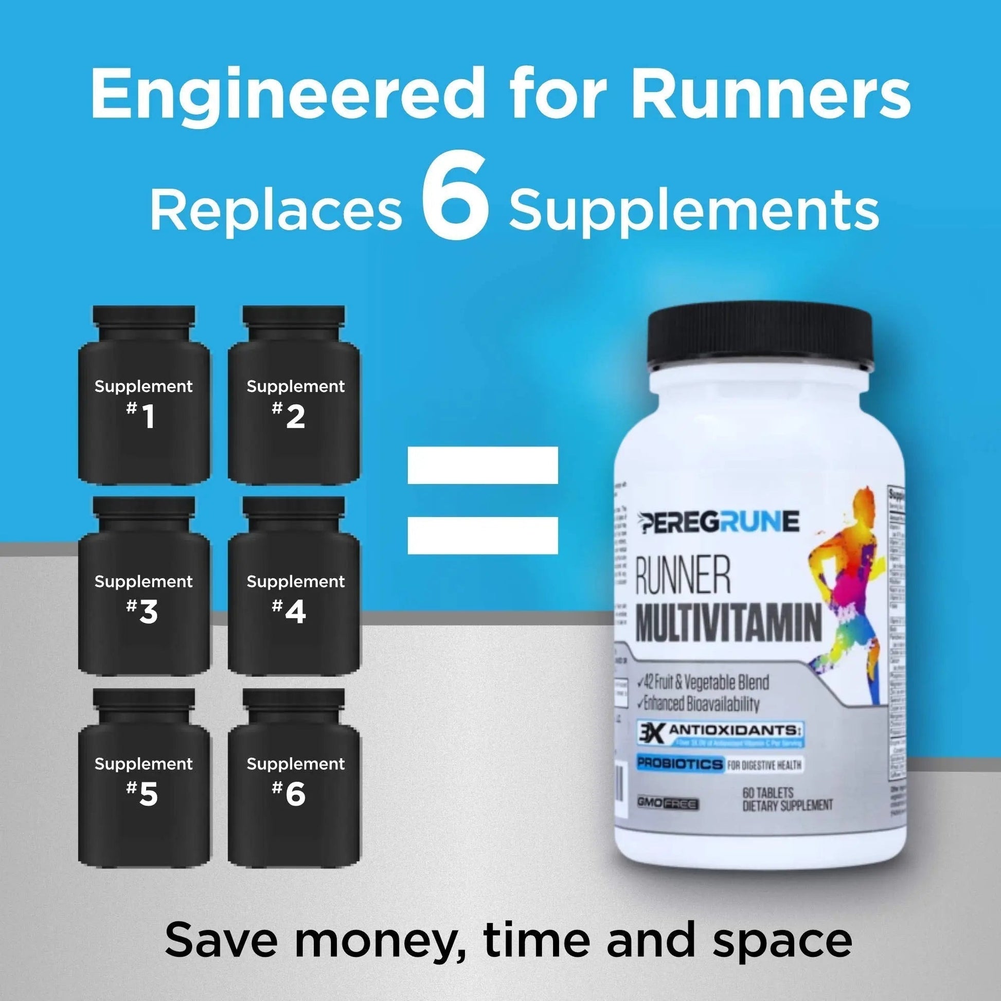 PEREGRUNE Runner Multivitamin & Joint Support Supplement | Antioxidants, Complete B-Complex & Probiotics to Support Energy - PrimeBioHealth - canada supplements