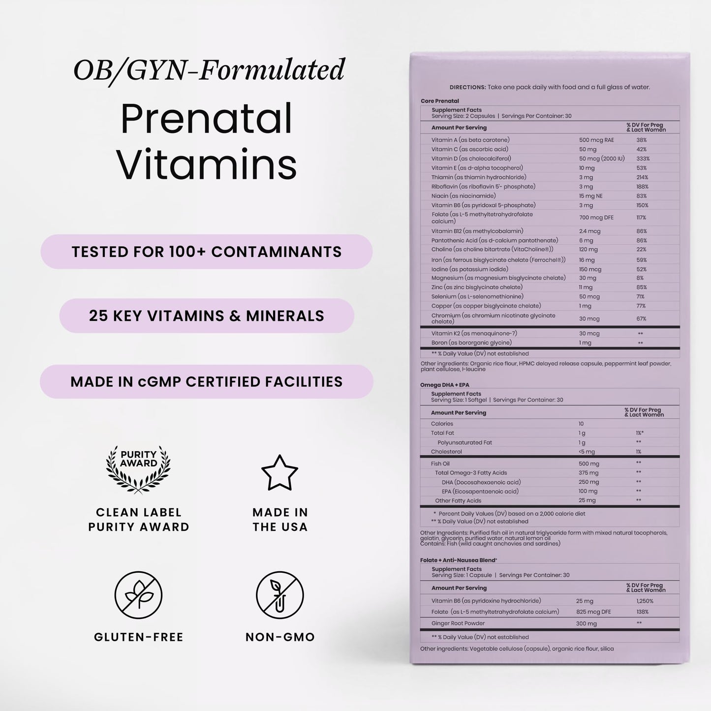 Perelel 1st Trimester Prenatal Pack, Multivitamin with Folate, Vitamin D, Omega 3, Iron & Ginger, Nutritional Support for Early Pregnancy - PrimeBioHealth - canada supplements