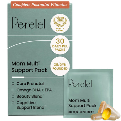 Perelel Mom Multi Support Pack, Postnatal Vitamins for Women with Omega 3 Dha, Iron, Collagen, & Vitamin B12 to Support Postpartum Health - PrimeBioHealth - canada supplements