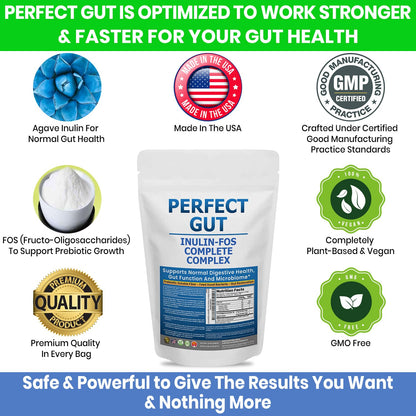Perfect Gut: Inulin FOS Powder for Gut Health. Prebiotic Inulin. Unique Prebiotic 95% FOS Inulin Agave Fiber - PrimeBioHealth - canada supplements