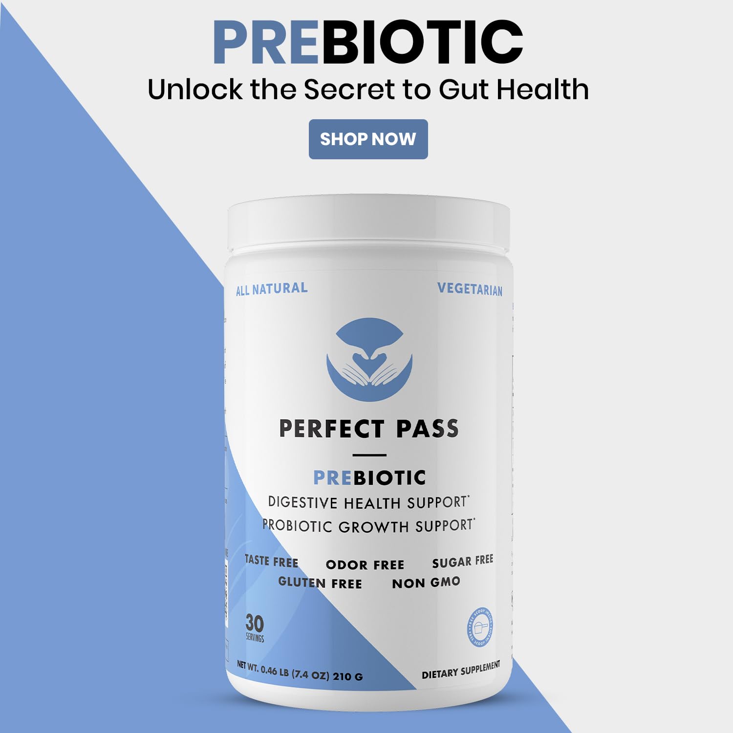 PERFECT PASS Prebiotic PHGG Partially Hydrolyzed Guar Gum 210g Powder - 100% Natural Gluten Free Non GMO - Certified Kosher Vegetarian Sugar Free - PrimeBioHealth - canada supplements