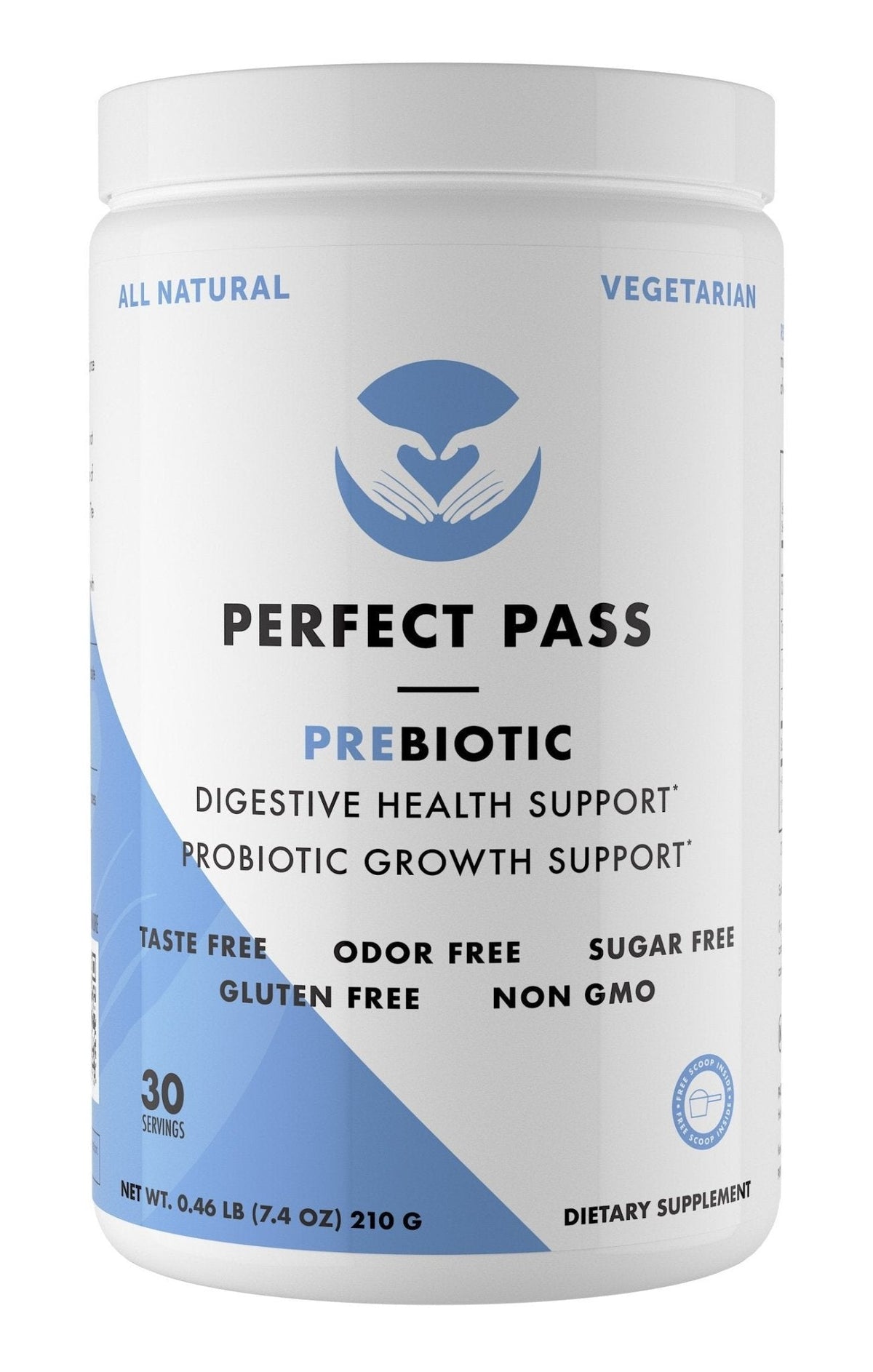 PERFECT PASS Prebiotic PHGG Partially Hydrolyzed Guar Gum 210g Powder - 100% Natural Gluten Free Non GMO - Certified Kosher Vegetarian Sugar Free - PrimeBioHealth - canada supplements