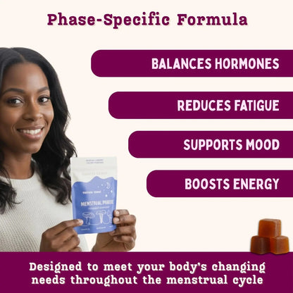 Period ovulatory & PMS Support Supplement for Women – Hormone Balance + 4-Phase Menstrual Cycle Kit | Vegan Functional Mushroom Gummies by Baker’s Botanics (Pack of 6)(30 Gummies) - PrimeBioHealth - canada supplements