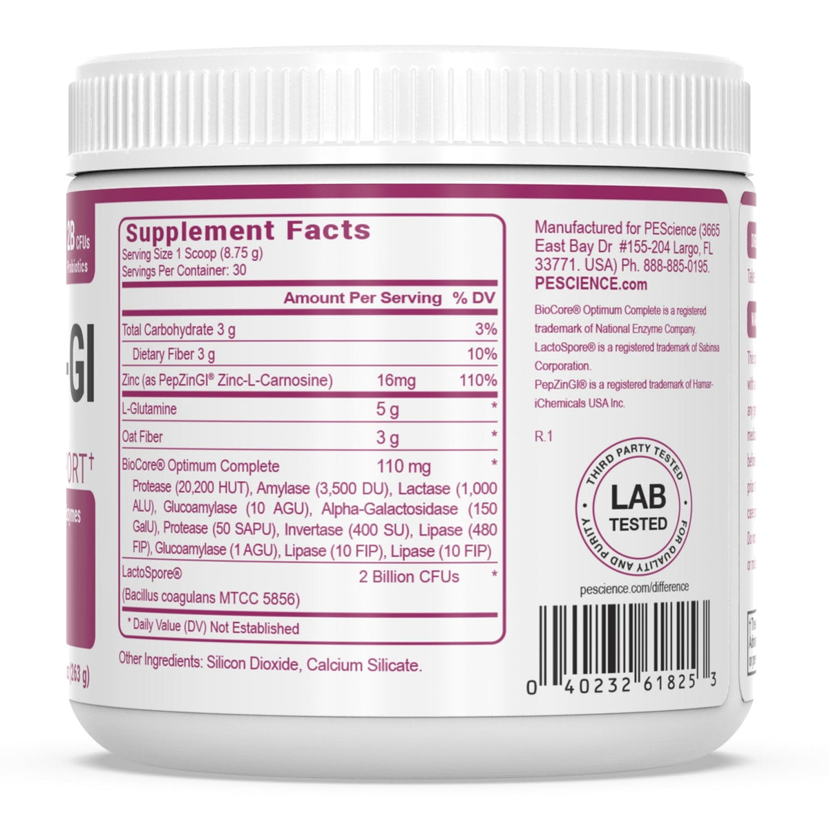 PEScience Complete-GI Gut Health Powder, Probiotics for Women and Men, Digestive Enzymes, Prebiotic Fiber, L-Glutamine - PrimeBioHealth - canada supplements