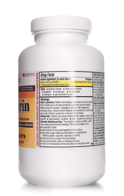 PHARBEST Aspirin 325 mg | Regular Strength | 1000 Count Uncoated Tablets - PrimeBioHealth - canada supplements