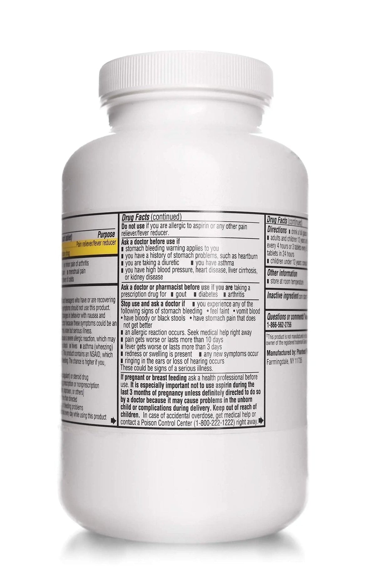 PHARBEST Aspirin 325 mg | Regular Strength | 1000 Count Uncoated Tablets - PrimeBioHealth - canada supplements