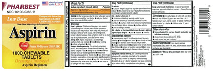 Pharbest Aspirin 81mg Chewable Orange Tablets 1000 Count Per Bottle - PrimeBioHealth - canada supplements