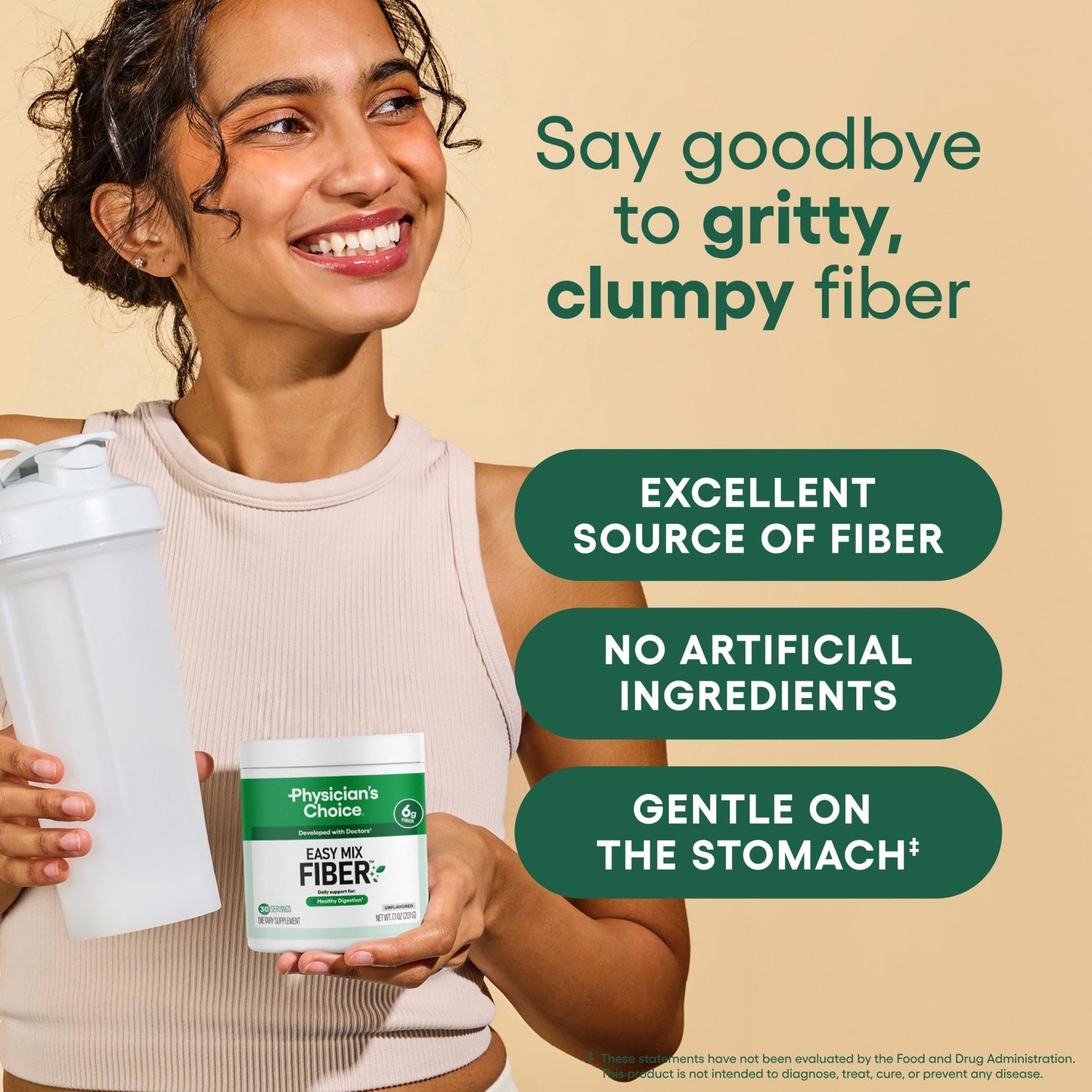 Physician's CHOICE Easy Mix Fiber for Digestive Health & Regularity - No Grit, Sugar Free, & Tasteless - PrimeBioHealth - canada supplements