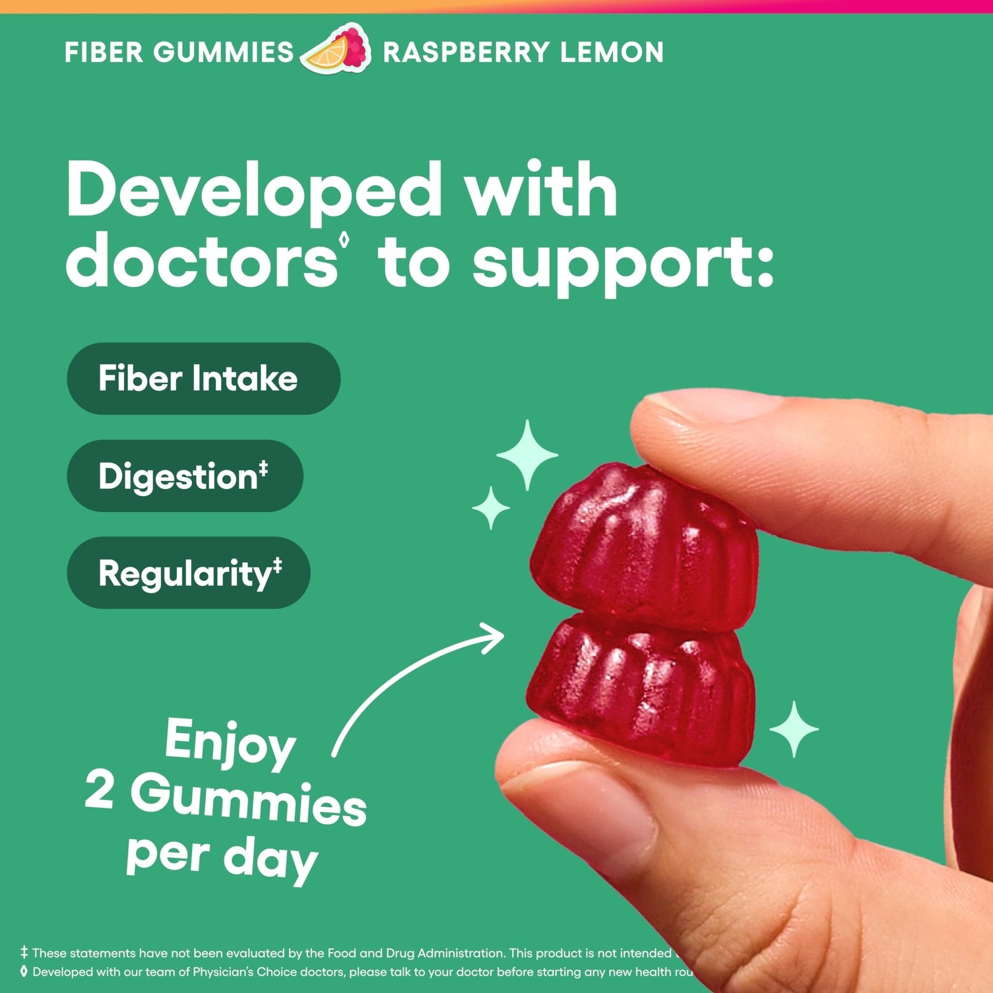Physician’s Choice Fiber Gummies for Digestive Health & Regularity - Raspberry Lemon Flavor - No Sugar Added & Vegan - Natural Chicory Root Prebiotic Fiber - PrimeBioHealth - canada supplements