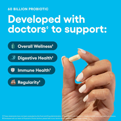 Physician's CHOICE Probiotics 60 Billion CFU - 10 Strains + Organic Prebiotics - Immune, Digestive & Gut Health - Supports Occasional Constipation, Diarrhea, Gas & Bloating - PrimeBioHealth - canada supplements