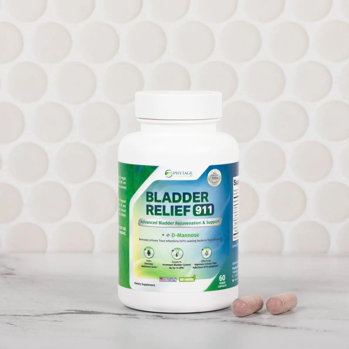 Phytage Labs Bladder Relief 911 Detoxifying Strength - for Men and Women Provides Bladder Support, 60 Veggie Capsules - 2 Pack - PrimeBioHealth - canada supplements