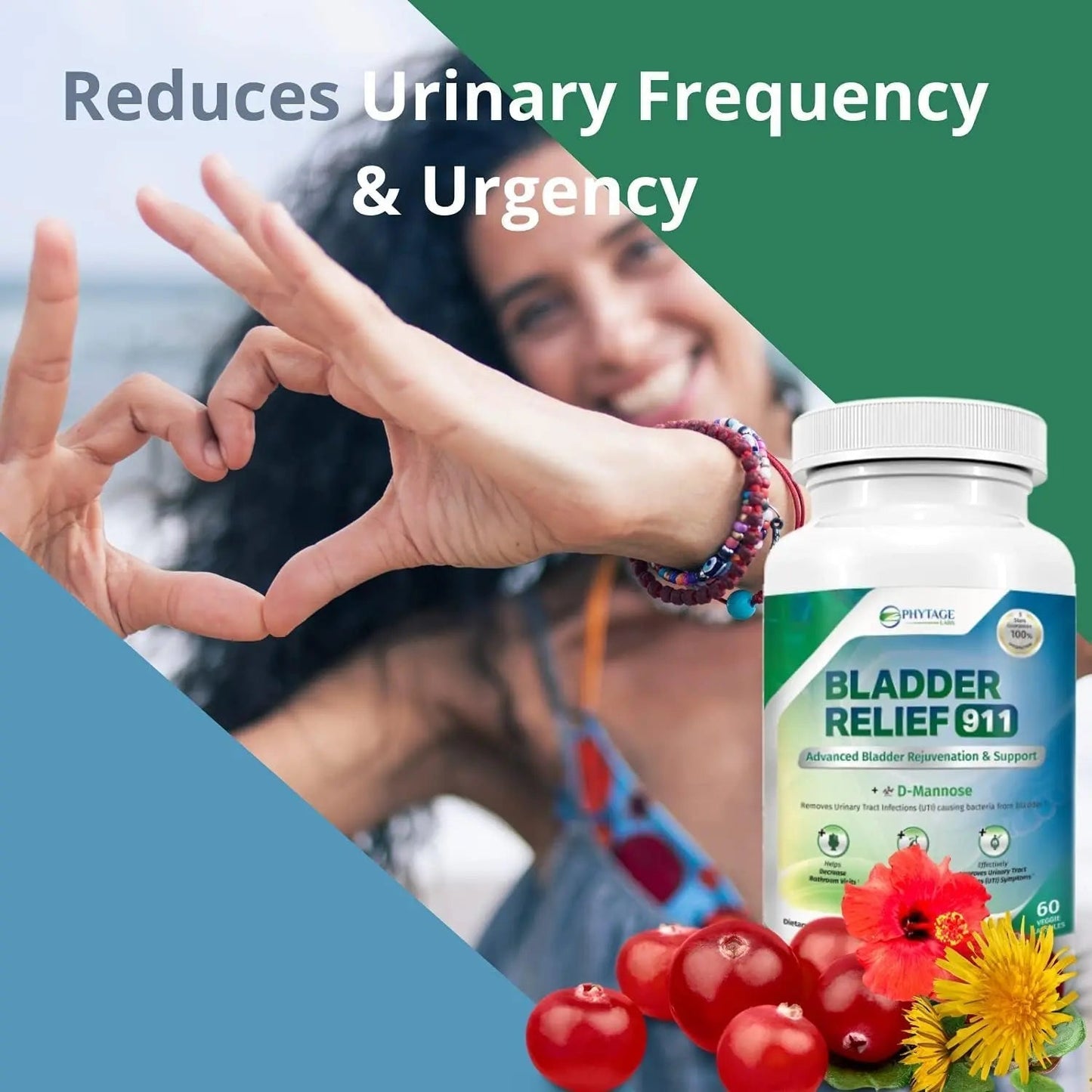 Phytage Labs Bladder Relief 911 Detoxifying Strength - for Men and Women Provides Bladder Support, 60 Veggie Capsules - 2 Pack - PrimeBioHealth - canada supplements