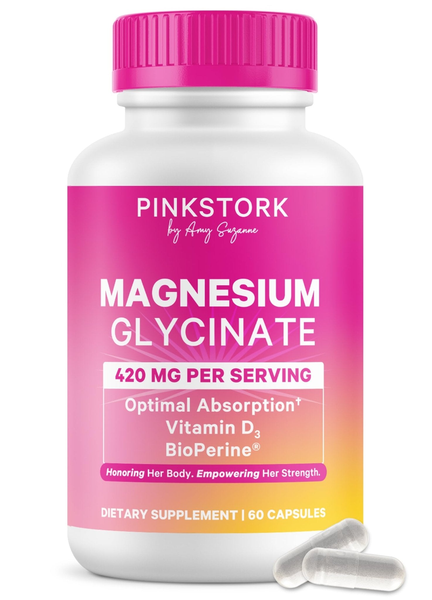 Pink Stork Magnesium Glycinate with Vitamin D - Magnesium Supplement for Women to Support Natural Calm, Mood, and Sleep - Hormone Balance for Women - PrimeBioHealth - canada supplements