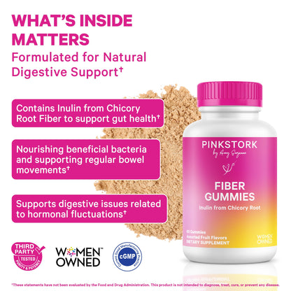 Pink Stork Prenatal Fiber Gummies for Women - 3g Prebiotic Inulin from Chicory Root - Natural Pregnancy & Postpartum Stool Softeners - PrimeBioHealth - canada supplements