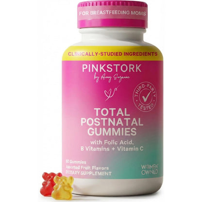 Pink Stork Total Postnatal Vitamin Gummies - Multivitamin for Postpartum Recovery and Lactation Support - Folic Acid, B6, and Vitamin C - PrimeBioHealth - canada supplements