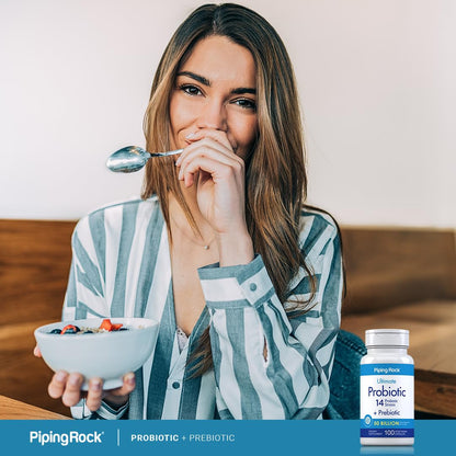 Piping Rock Probiotic and Prebiotic for Women and Men | 50 Billion CFU | 100 Capsules | Ultimate 14 Strain Supplement | Vegetarian, Non-GMO, Gluten Free - PrimeBioHealth - canada supplements