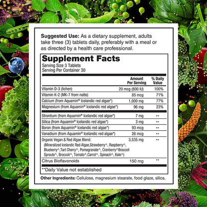 PlantFusion Vegan Calcium, Premium Plant Based Calcium (1000mg) Sourced from Icelandic Red Algae, Plus Magnesium, D3, K2 - PrimeBioHealth - canada supplements