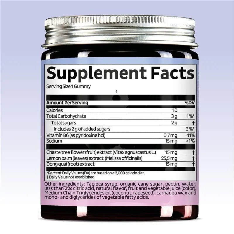 PMS Support Supplement for Women. Menstrual Relief Gummies to Target Hormonal Breakouts, Bloating, Period Cramps, & Mood Swings. Vegan, with Vitamin B6 & Lemon Balm, 60 Gummies - PrimeBioHealth - canada supplements