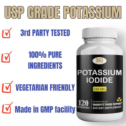 Potassium Iodide130 mg - KI Tablets- Potassium130 mg - USA Made Potassium Iodine Pills YODO Naciente - PrimeBioHealth - canada supplements