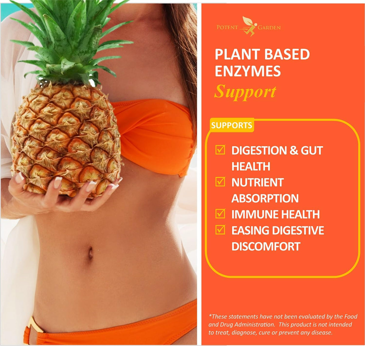 Potent Garden Digestive Enzymes -18 Plant Based Enzymes with amylase lipase bromelain Protease lactase & Other Enzymes - One Pre Meal Pill Supports Healthy - PrimeBioHealth - canada supplements