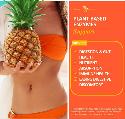 Potent Garden Digestive Enzymes -18 Plant Based Enzymes with amylase lipase bromelain Protease lactase & Other Enzymes - One Pre Meal Pill Supports Healthy - PrimeBioHealth - canada supplements