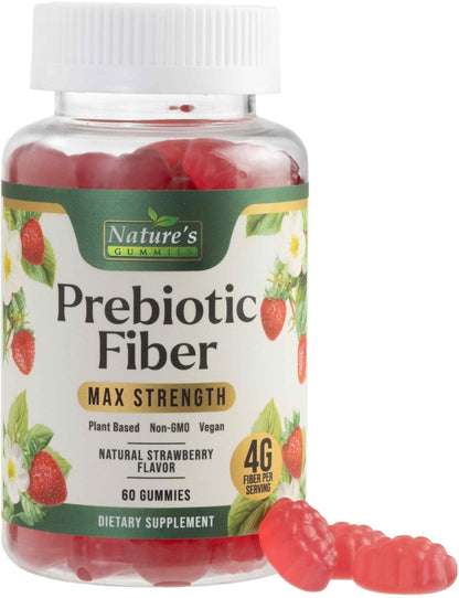 Prebiotic Fiber Gummies - 4g Dietary Fiber Per Serving - Extra Strength Daily Supplement for Adults - Tasty Strawberry Flavor - Plant Based Digestive - PrimeBioHealth - canada supplements