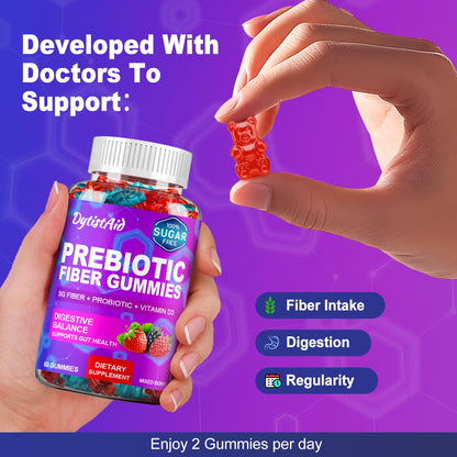 Prebiotic Fiber Gummies, 5g Fiber per Serving, 2 Billion CFU Bacillus Coagulans + Vitamin D3, Sugar Free Pectin Mixed Berry Gummies, Inulin (FOS) + Acacia - PrimeBioHealth - canada supplements