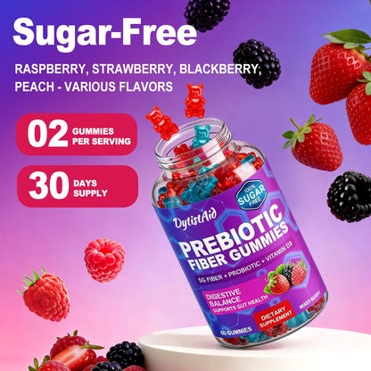 Prebiotic Fiber Gummies, 5g Fiber per Serving, 2 Billion CFU Bacillus Coagulans + Vitamin D3, Sugar Free Pectin Mixed Berry Gummies, Inulin (FOS) + Acacia - PrimeBioHealth - canada supplements