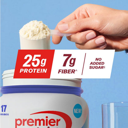 Premier Protein Powder Plus Fiber, Vanilla, 25g Protein, 7g Fiber to Support Gut Health, No Added Sugar (17 Servings) - PrimeBioHealth - canada supplements
