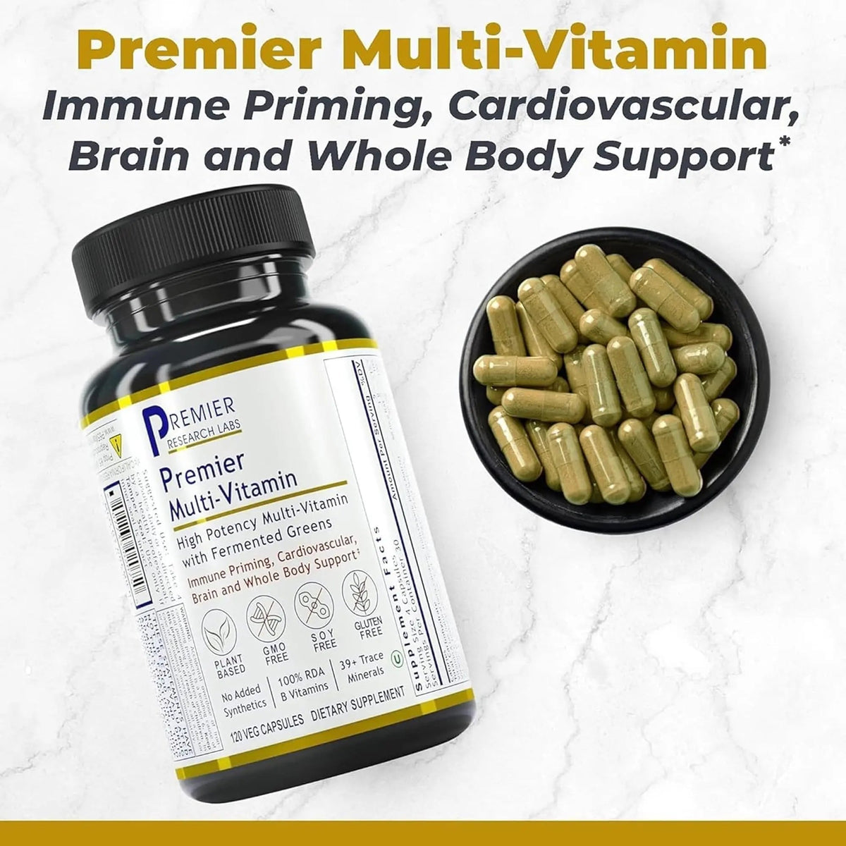 Premier Research Labs Multi-Vitamin - Immune, Brain & Heart Support | with Prebiotics and Postbiotics | Vegan Capsules for Men & Women - PrimeBioHealth - canada supplements