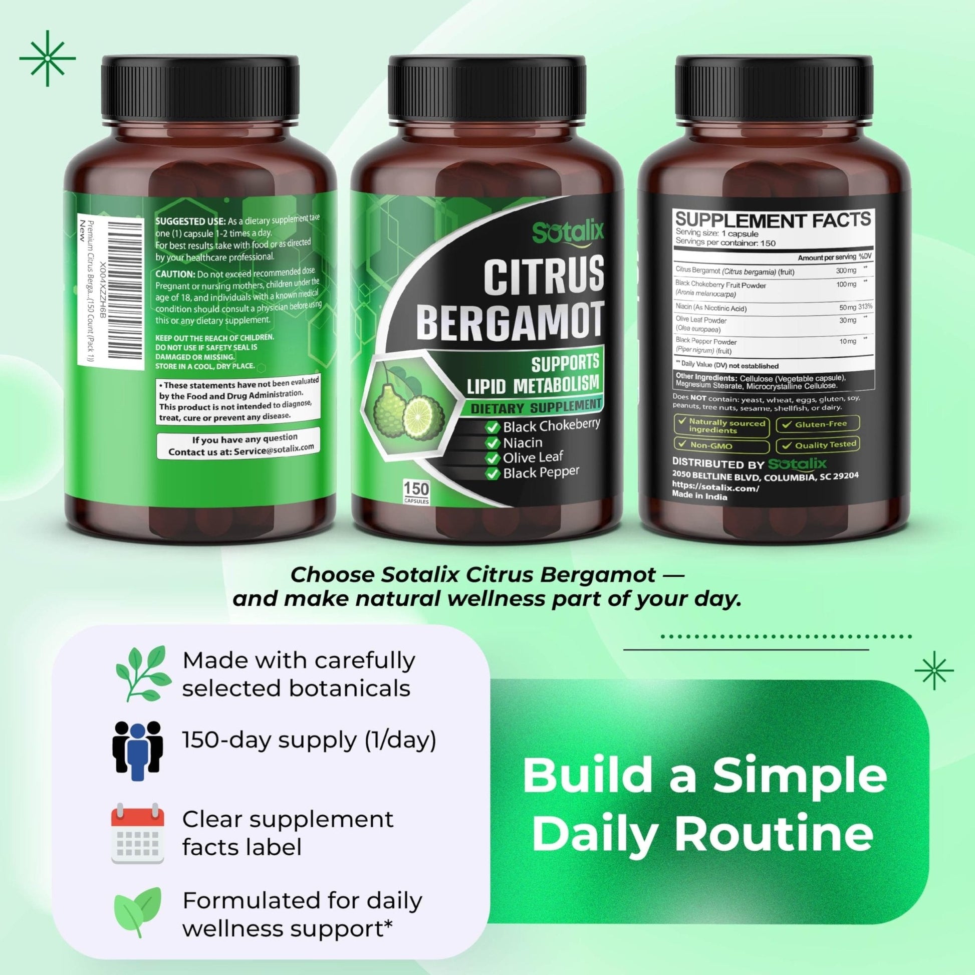 Premium Citrus Bergamot Organic Bergamot Supplement with Niacin Black Chokeberry Olive Leaf Black Pepper - PrimeBioHealth - canada supplements