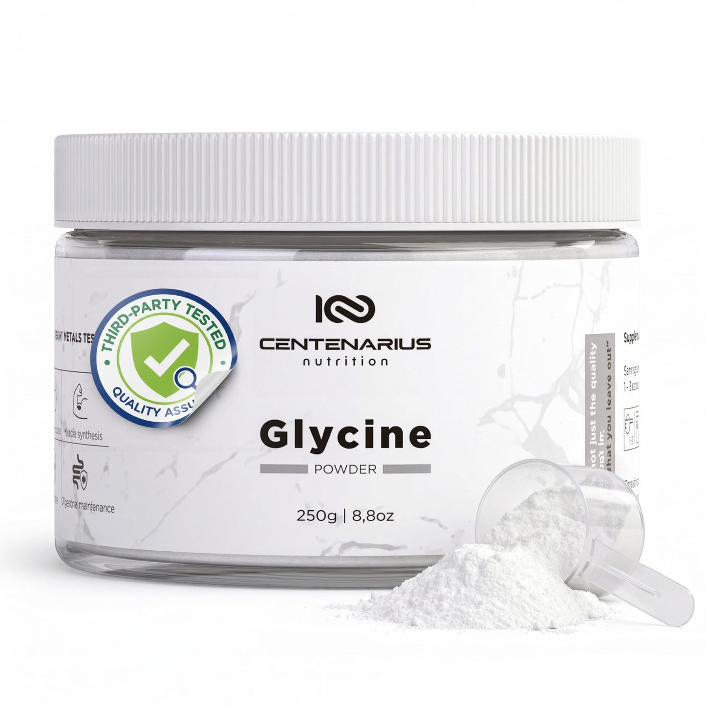 Premium Glycine Powder 250g | Amino Acids Supplement for Post Workout Muscle Recovery, Digestion, Sleep Aid + More - Vegan, Additive-Free - PrimeBioHealth - canada supplements