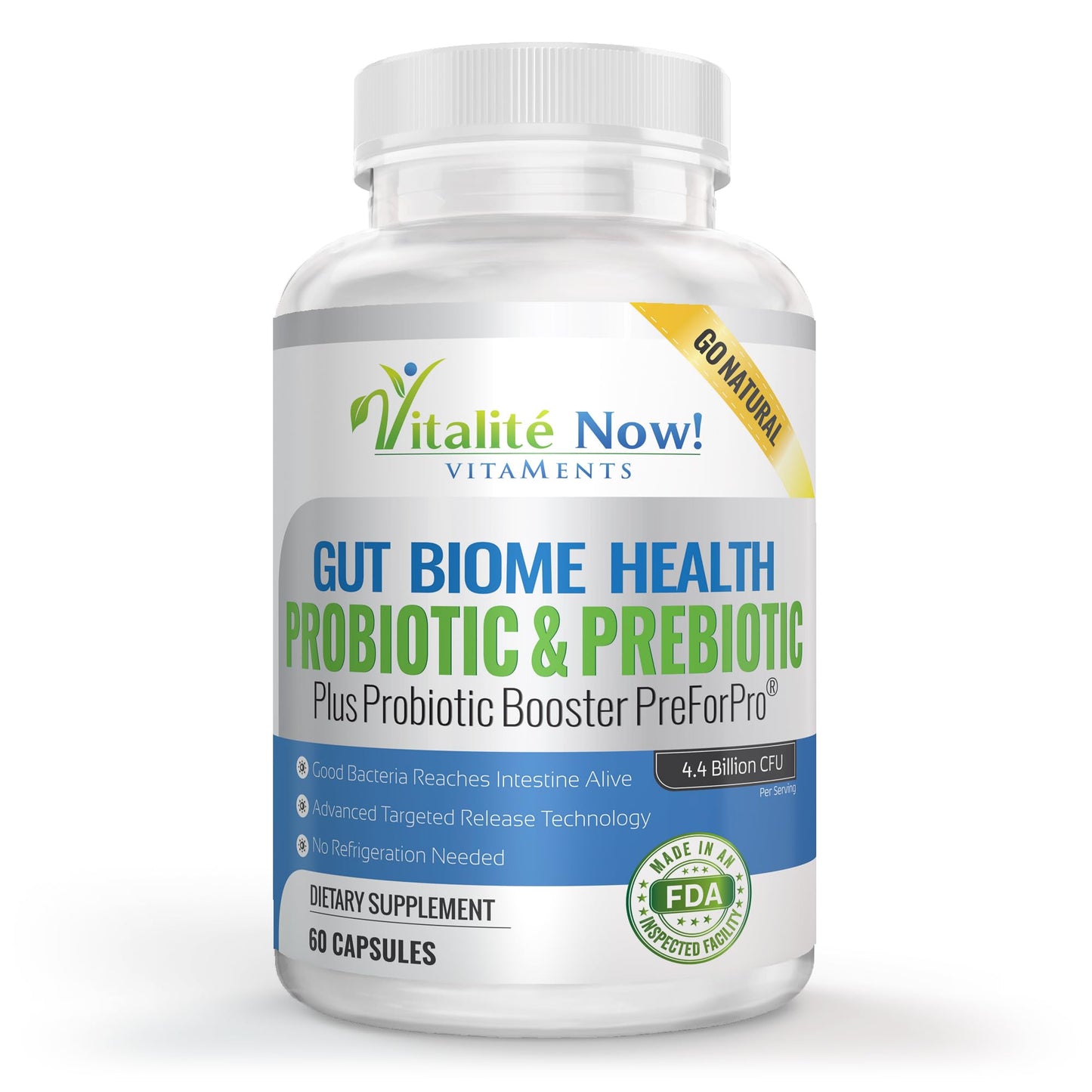 Premium Probiotic plus Ultimate Prebiotic - Gut Biome Builder & Restoration - 4.4 Bn CFU - Best for Women & Men - Bacteria Reaches Intestine within Hours - PrimeBioHealth - canada supplements