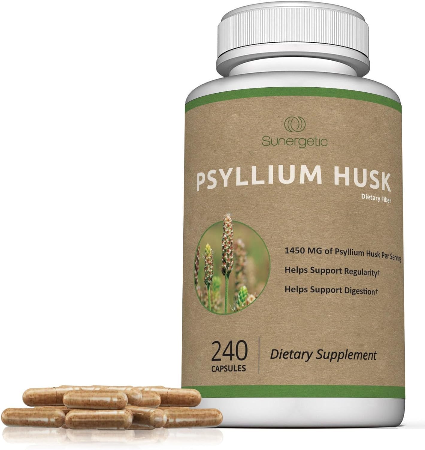 Premium Psyllium Husk Fiber Supplement 1450mg, 240 Capsules - PrimeBioHealth - canada supplements
