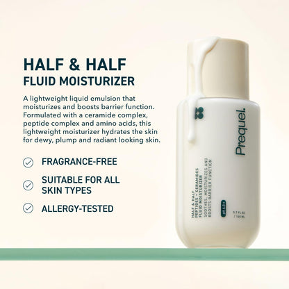 Prequel Skin Half and Half Fluid Moisturizer Face Cream. Lightweight Ceramide Peptide Lotion for All Skin Types - PrimeBioHealth - canada supplements