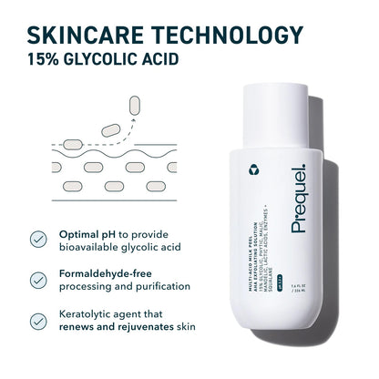 Prequel Skin Multi-Acid Milk Peel, Professional Exfoliating Solution. 15% Glycolic Acid Face Peel with Lactic Acid and Enzymes - PrimeBioHealth - canada supplements
