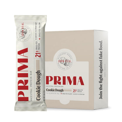 PRIMA Cookie Dough Protein Bar | 21g Grass Fed Whey and Collagen | No Seed Oils, No Preservatives, Raw Honey Sweetened | 7 Pack - PrimeBioHealth - canada supplements