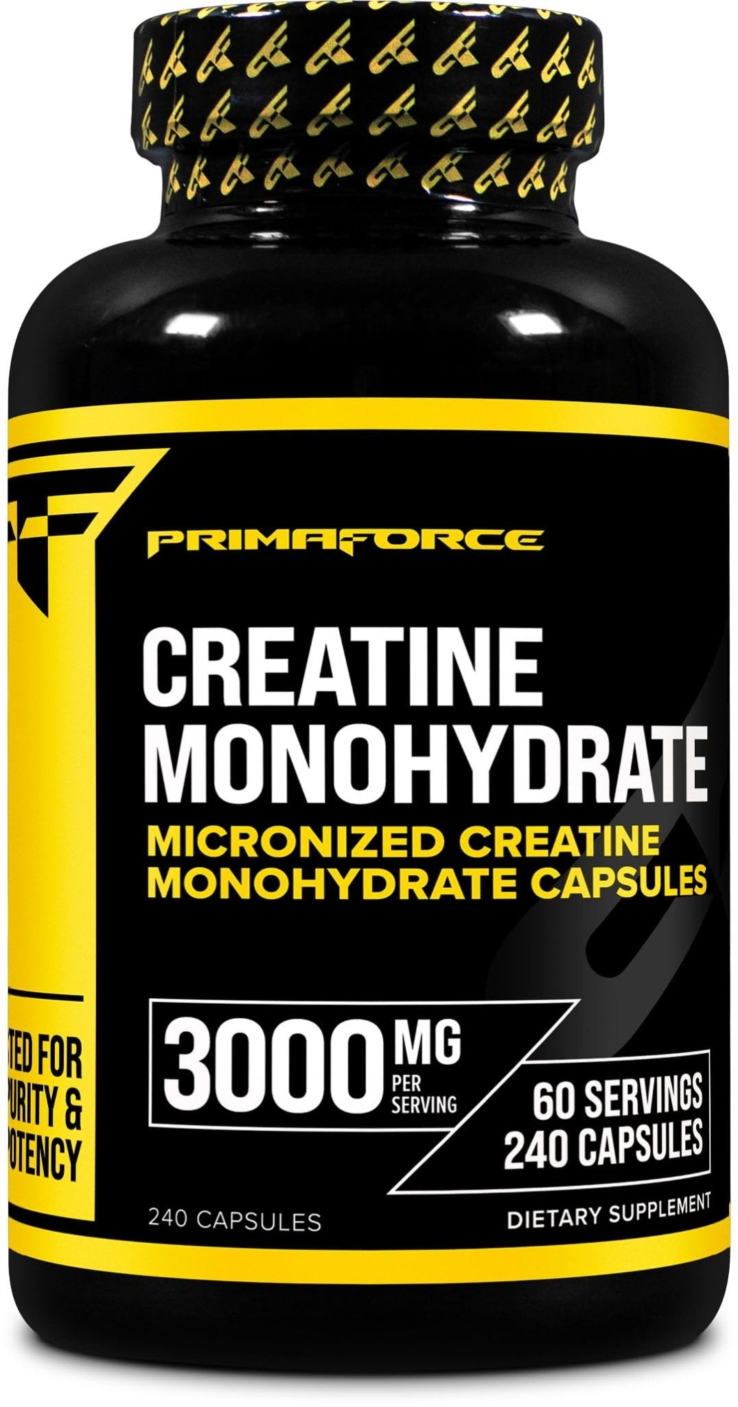 Primaforce Creatine Monohydrate Capsules - 240 Capsules, 3,000mg per Serving, Gluten Free and Non-GMO - PrimeBioHealth - canada supplements