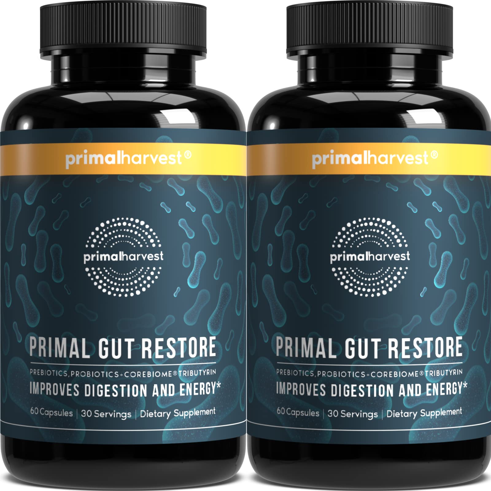 Primal Harvest 2 Pack, Restore for Gut Health, Primal Gut Restore w/POSTbiotics, PREbiotics and PRObiotics for Women and Men, 60 CT - Digestion, - PrimeBioHealth - canada supplements