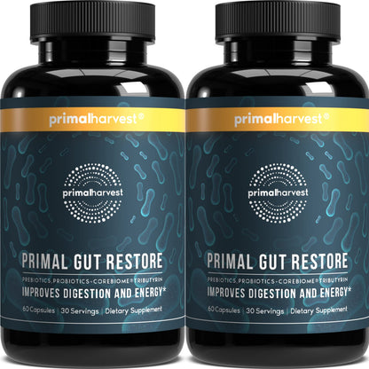Primal Harvest 2 Pack, Restore for Gut Health, Primal Gut Restore w/POSTbiotics, PREbiotics and PRObiotics for Women and Men, 60 CT - Digestion, - PrimeBioHealth - canada supplements