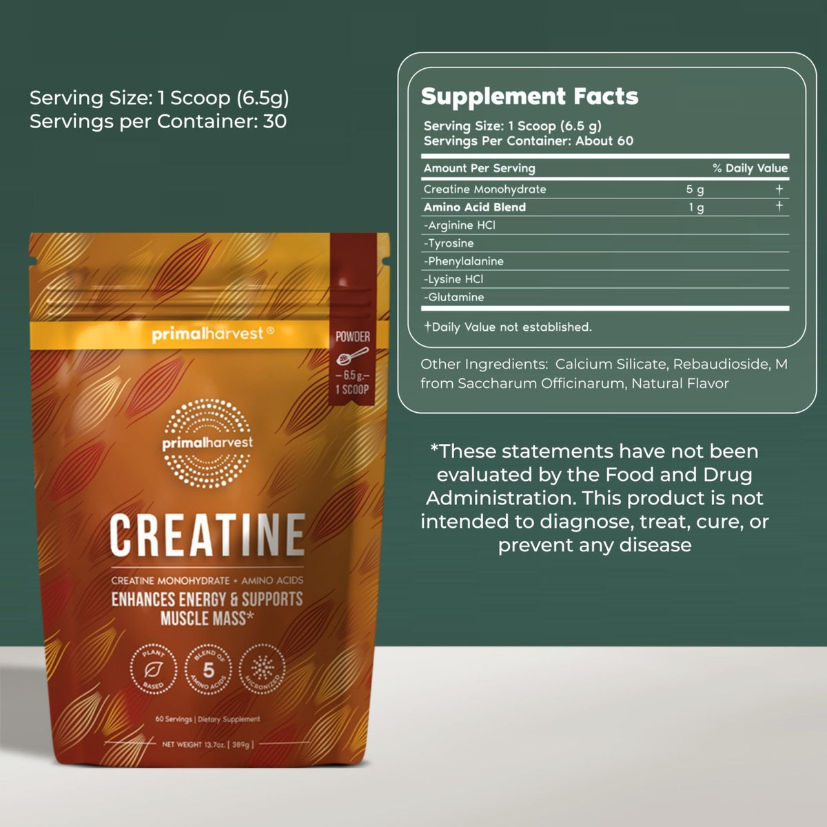 Primal Harvest Creatine Powder Supplement for Men and Women's Fitness, Workouts, and Muscle Growth, to Help Promote Recovery, Strength, Energy, and Endurance (1) - PrimeBioHealth - canada supplements